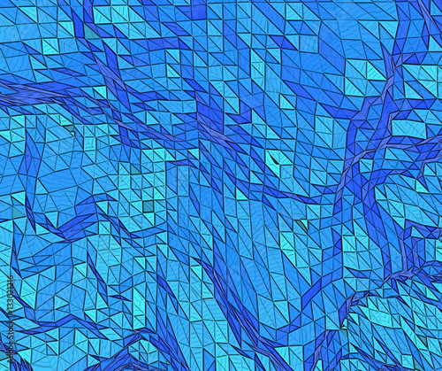 3D rendering low polygon background blue illustration