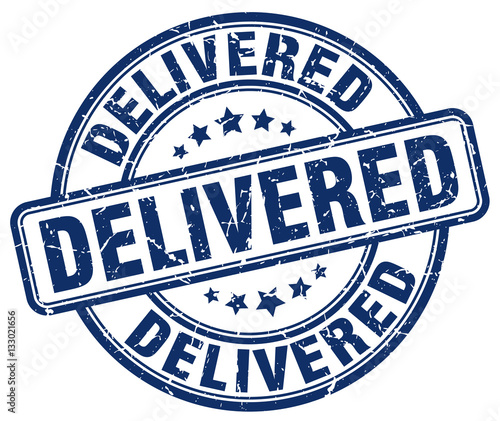 delivered blue grunge stamp