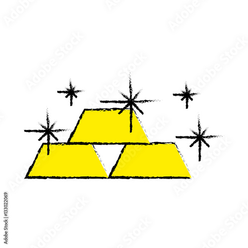 gold bullion icon over white background. colorful design. vector illustration