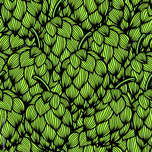 Seamless pattern with green hops photo