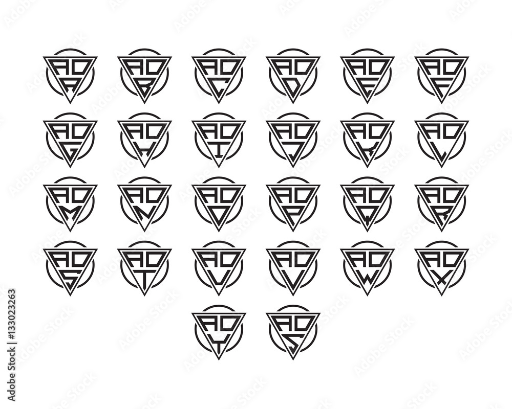 initial letter logo circle triangle AAA to AZZ initial letter logo circle triangle AAA to AZZ