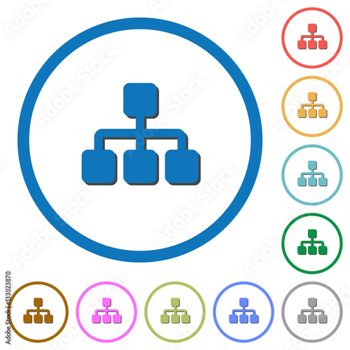 Network icons with shadows and outlines