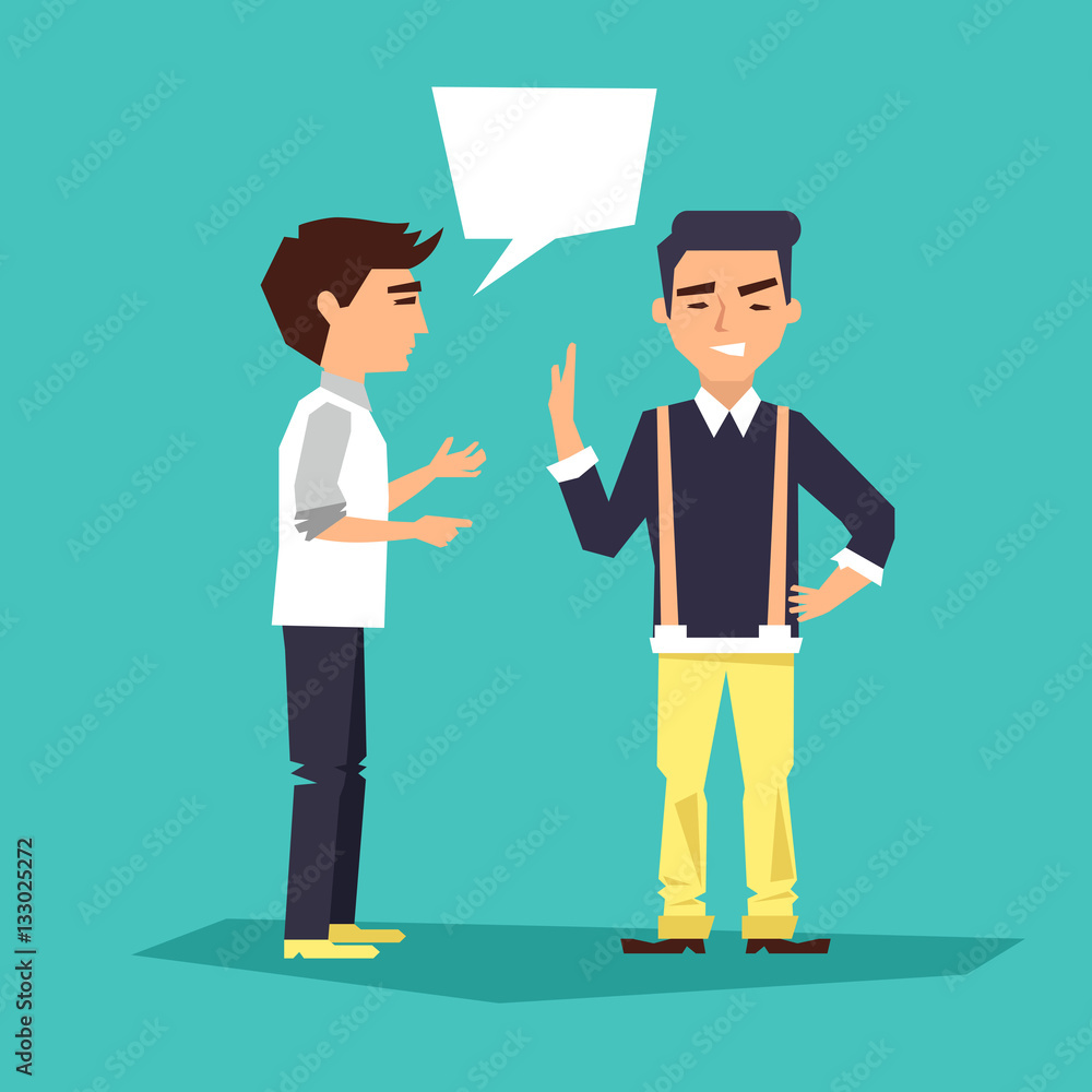 two people are in talks. flat vector illustration two people are in talks. flat vector illustration