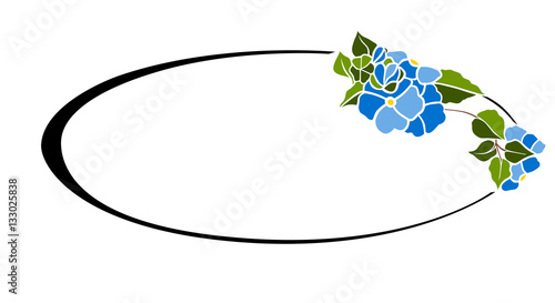 Cornice liberty ovale fiore blu