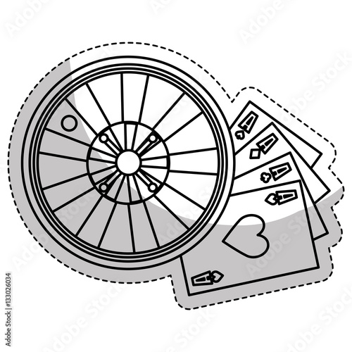 casino roulette wheel and poker cards  over white background. gambling games design. vector illustration