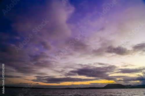 Dramatic sunset over the shoreline