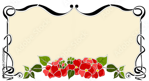 cornice liberty rettangolare fiore rosso