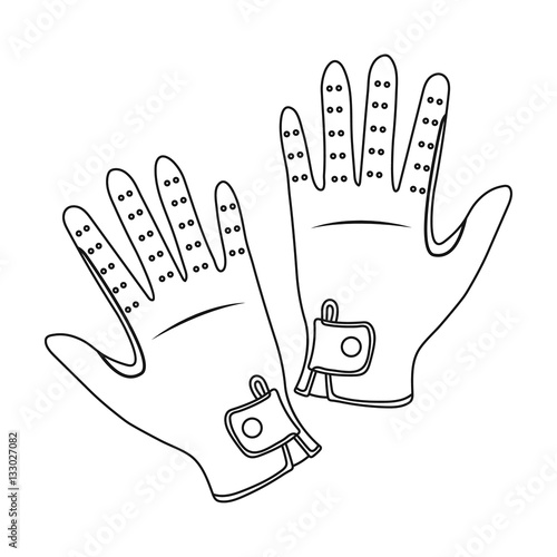 Jockey s gloves icon in outline style isolated on white background. Hippodrome and horse symbol stock vector illustration.