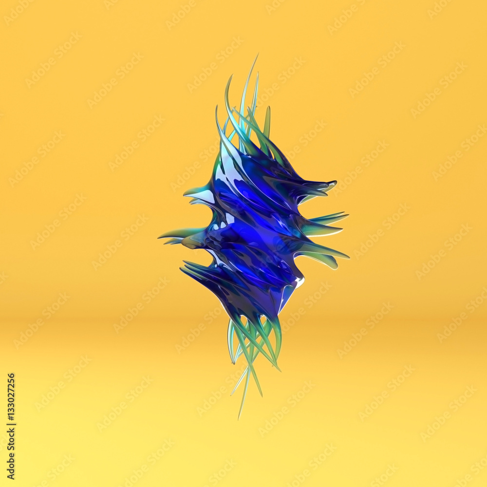 Abstract glass shape on yellow background Abstract glass shape on yellow background