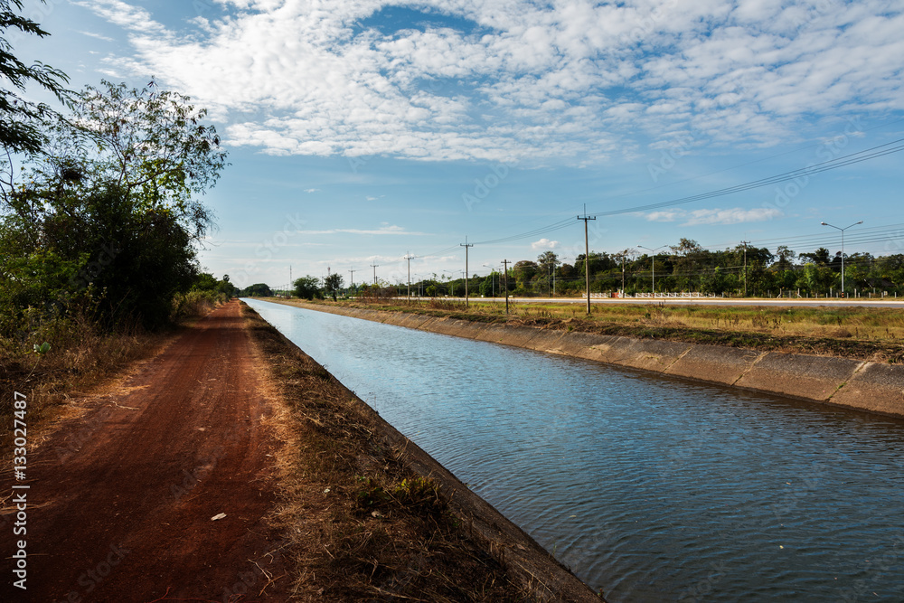 custom made wallpaper toronto digitalview of canal and road at countryside,Thailand.