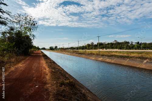 Wallpaper Mural view of canal and road at countryside,Thailand. Torontodigital.ca