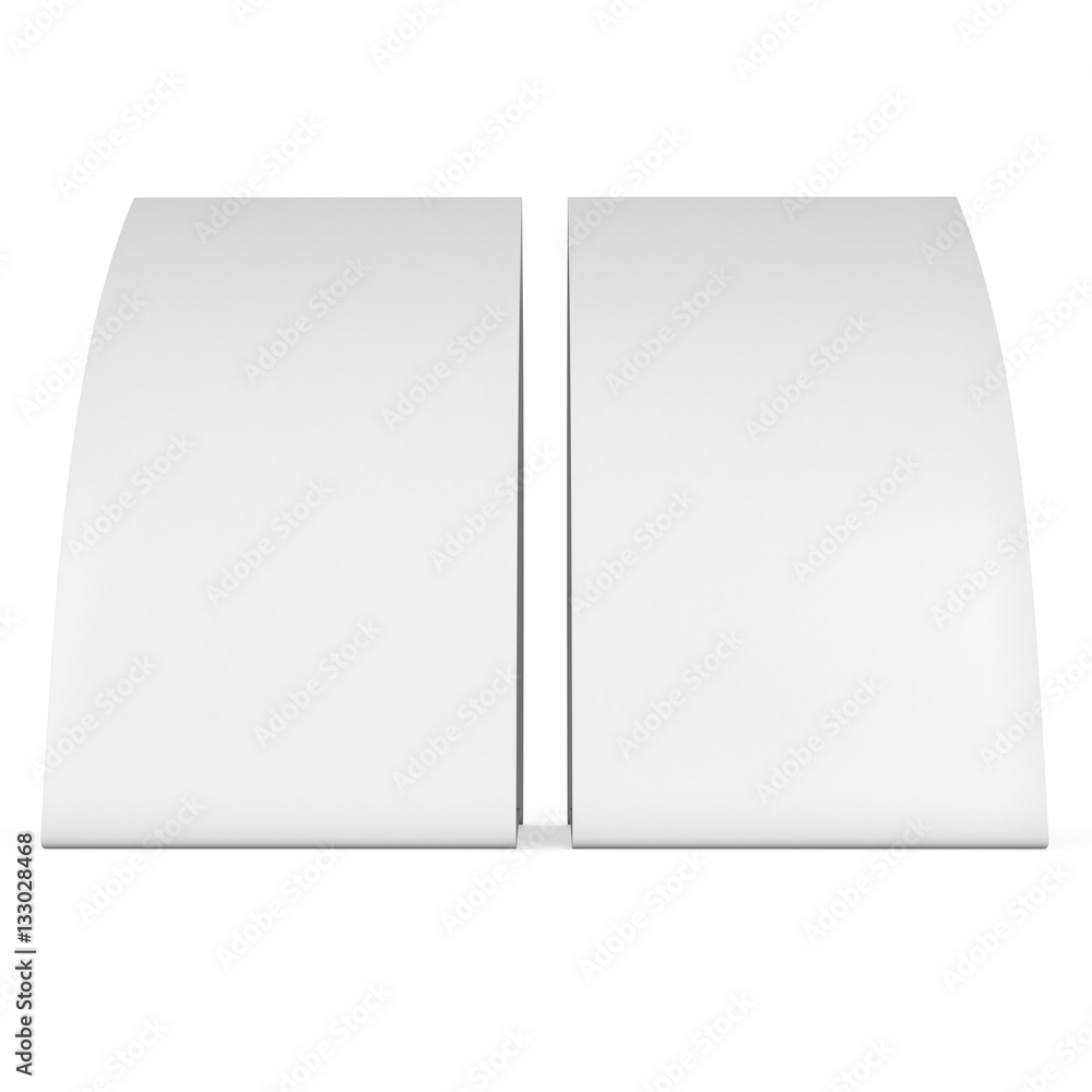 Two blank paper tent cards. 3d render illustration isolated. Table cards mock up on white background. Two blank paper tent cards. 3d render illustration isolated. Table cards mock up on white background.