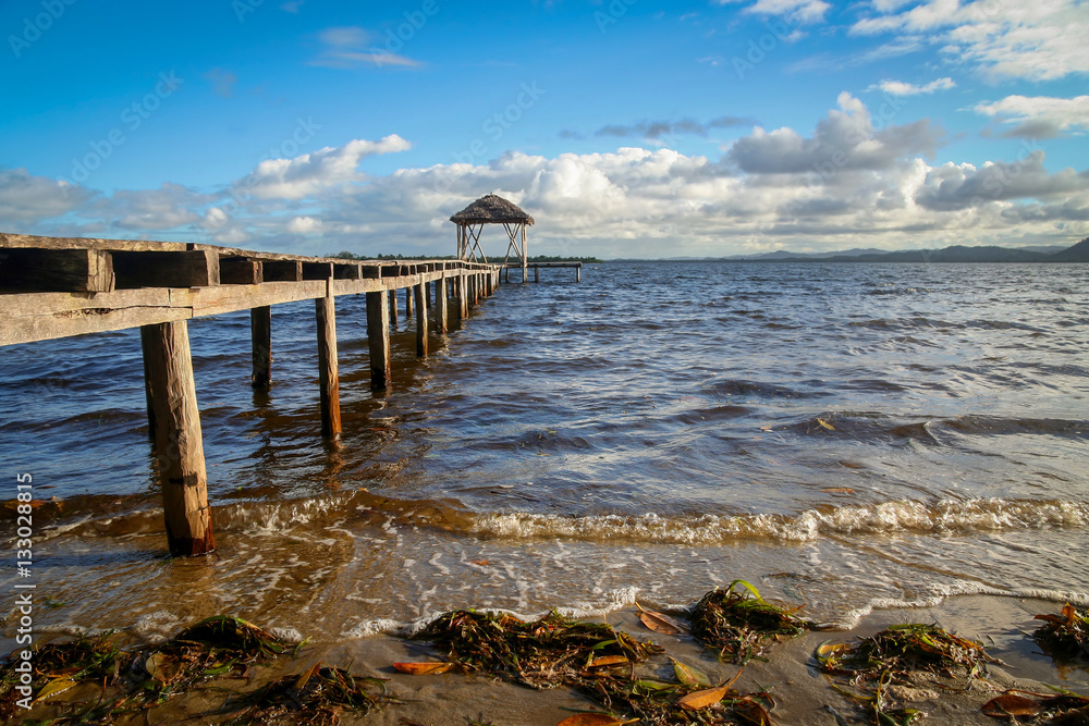 Wooden pier into the sea Wooden pier into the sea