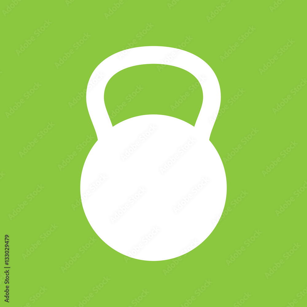 Fototapeta premium Kettlebell icon on green background, flat design style. Vector illustration eps 10.