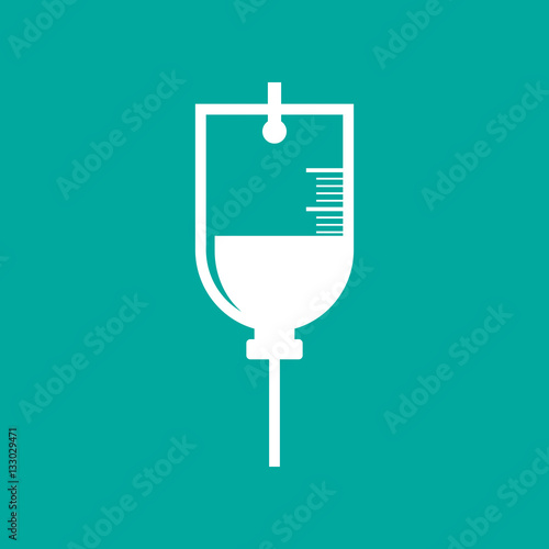 IV bag icon on blue background, flat design style. Vector illustration eps 10.