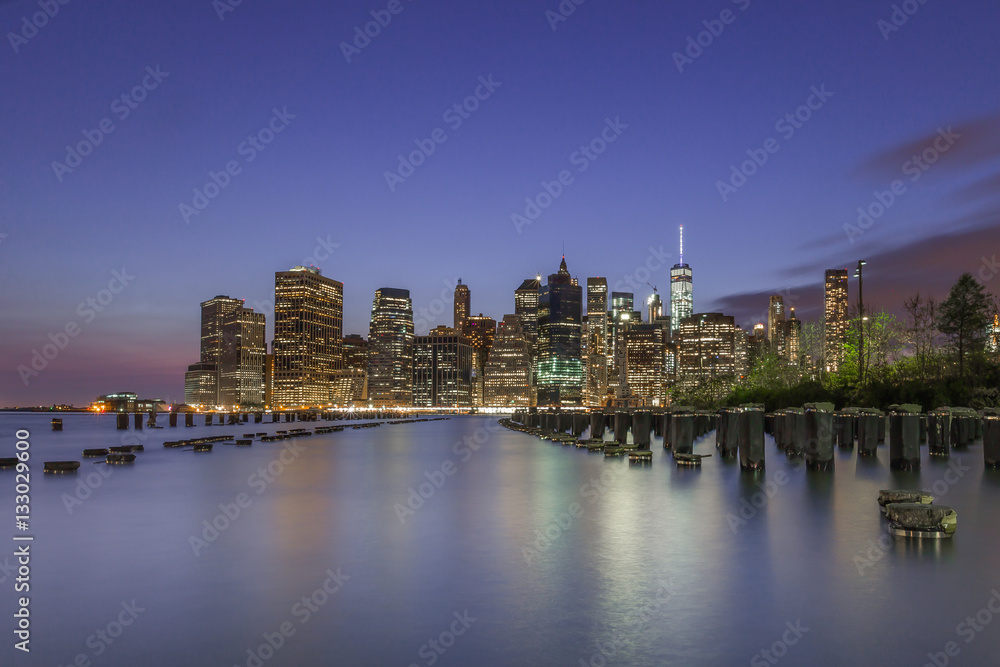 New York Skyline brooklyn view long exposure