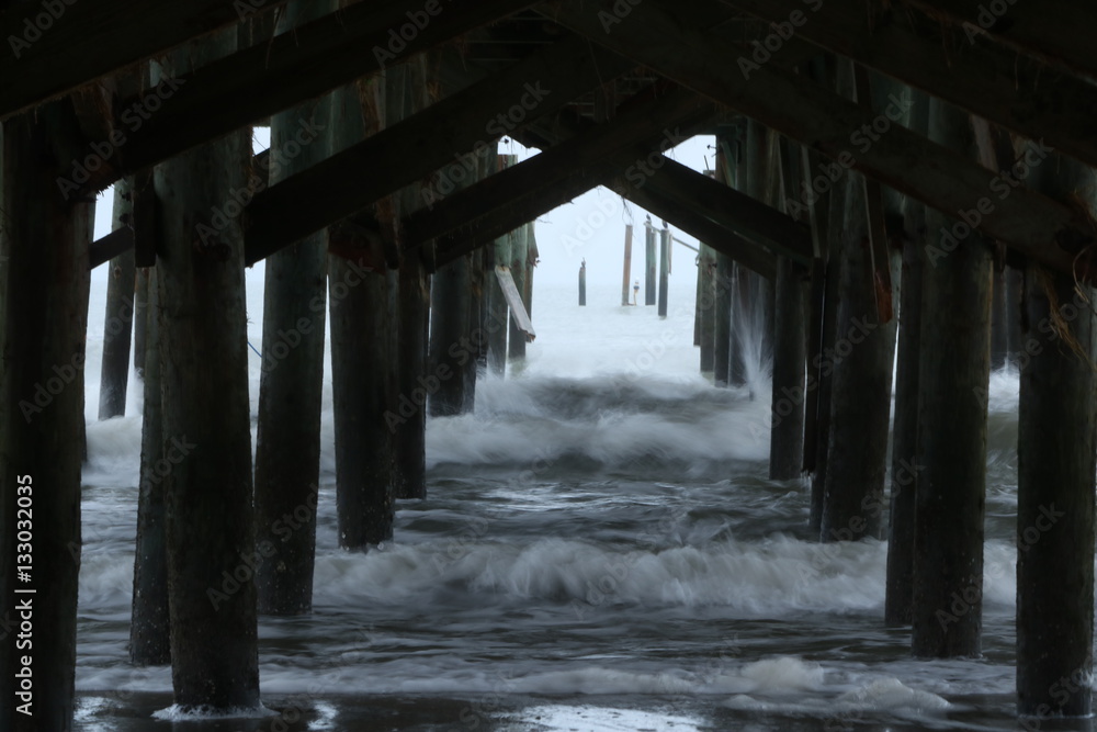 Storm under the pier 