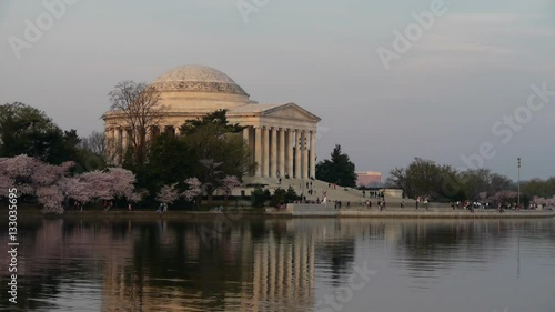 Jefferson Memorial in Washington DC across Tidal Basin in cherry blossom time HD