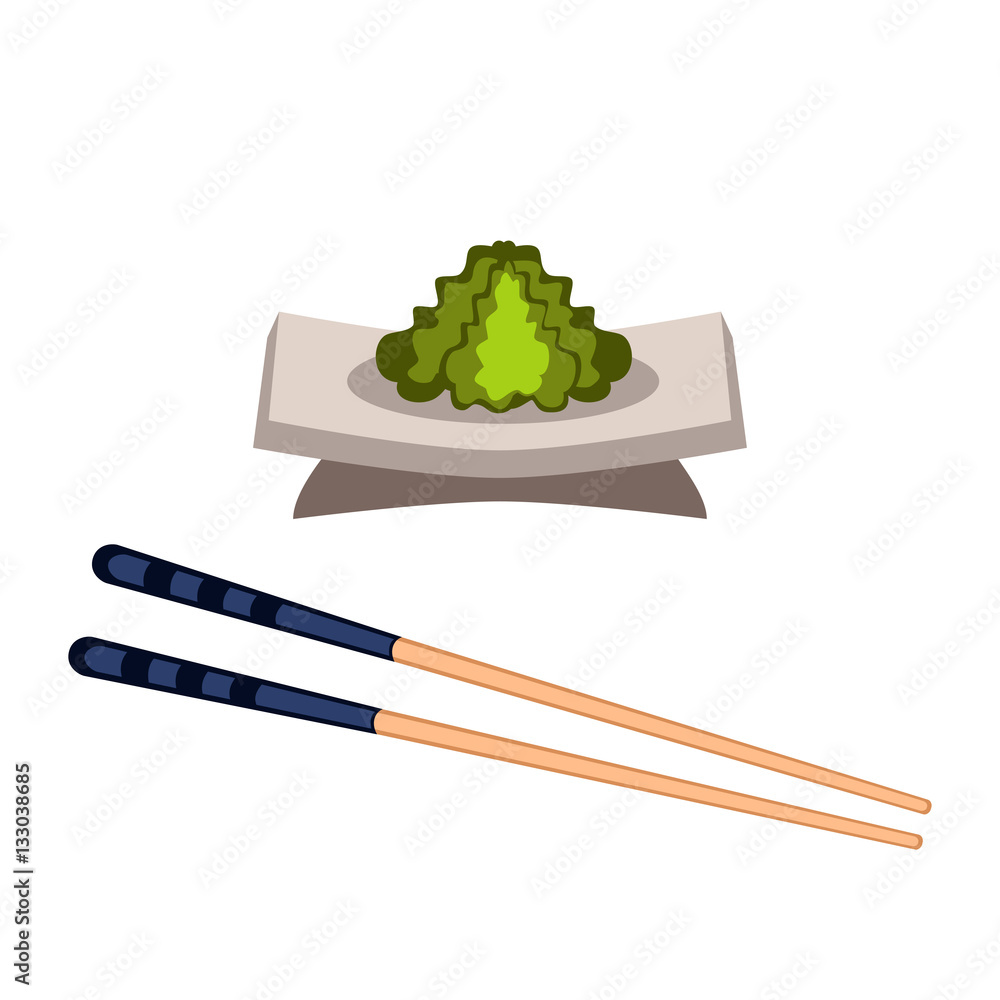 Sushi wasabi food and chopsticks vector illustration. Sushi wasabi food and chopsticks vector illustration.