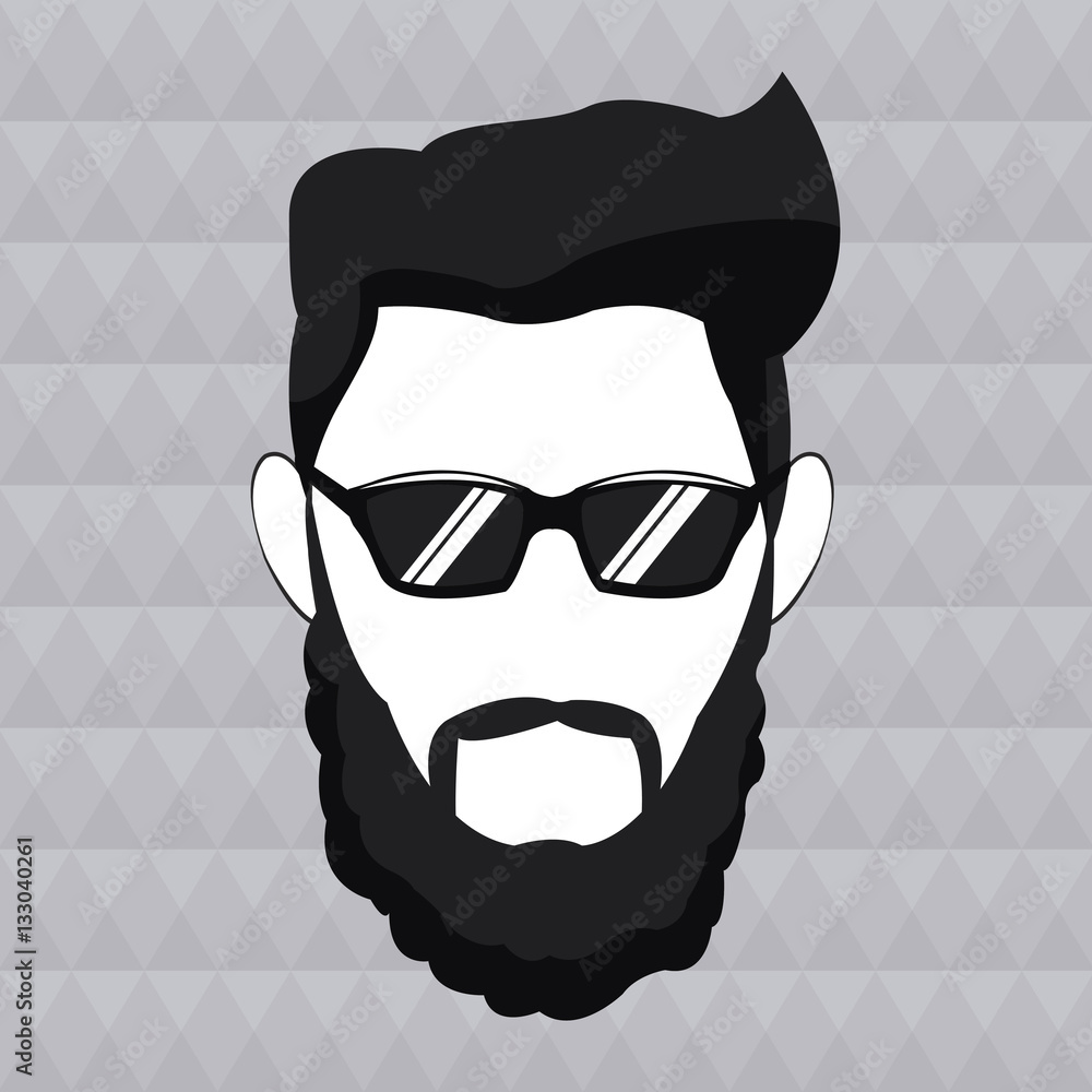 hipster man beard hair sunglasses masculine vector illustration eps 10 ...