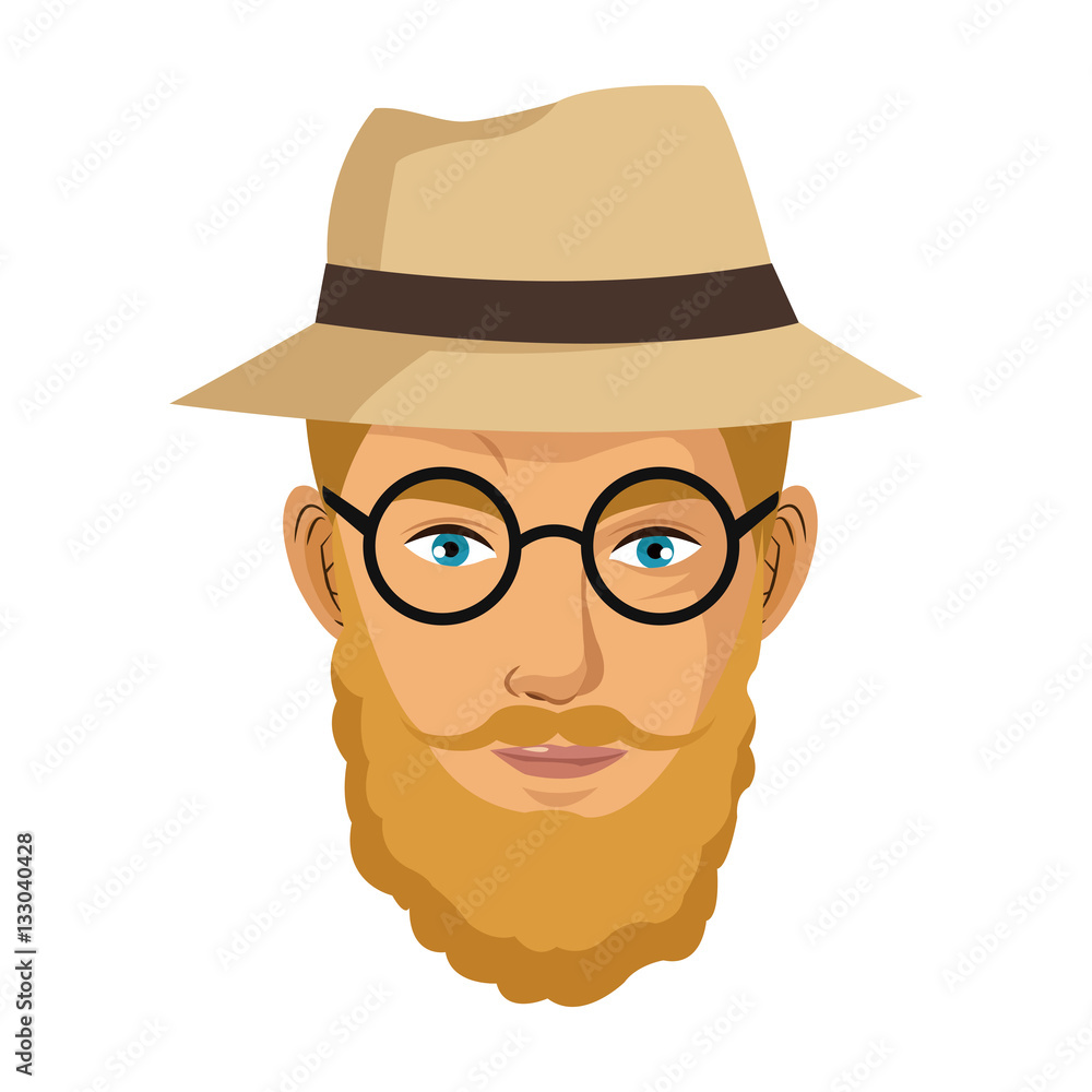 portrait man blond bearded gentle hat glasses blue eyes vector illustration eps 10 portrait man blond bearded gentle hat glasses blue eyes vector illustration eps 10