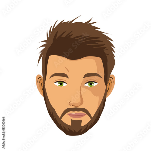 portrait man bearded green eyes brown hair vector illustration eps 10