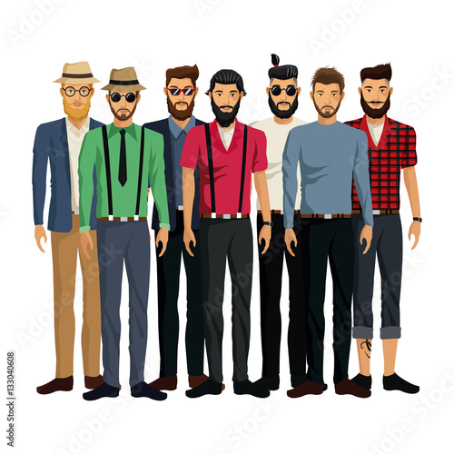 group men style hispter bearded fashionable vector illustration eps 10