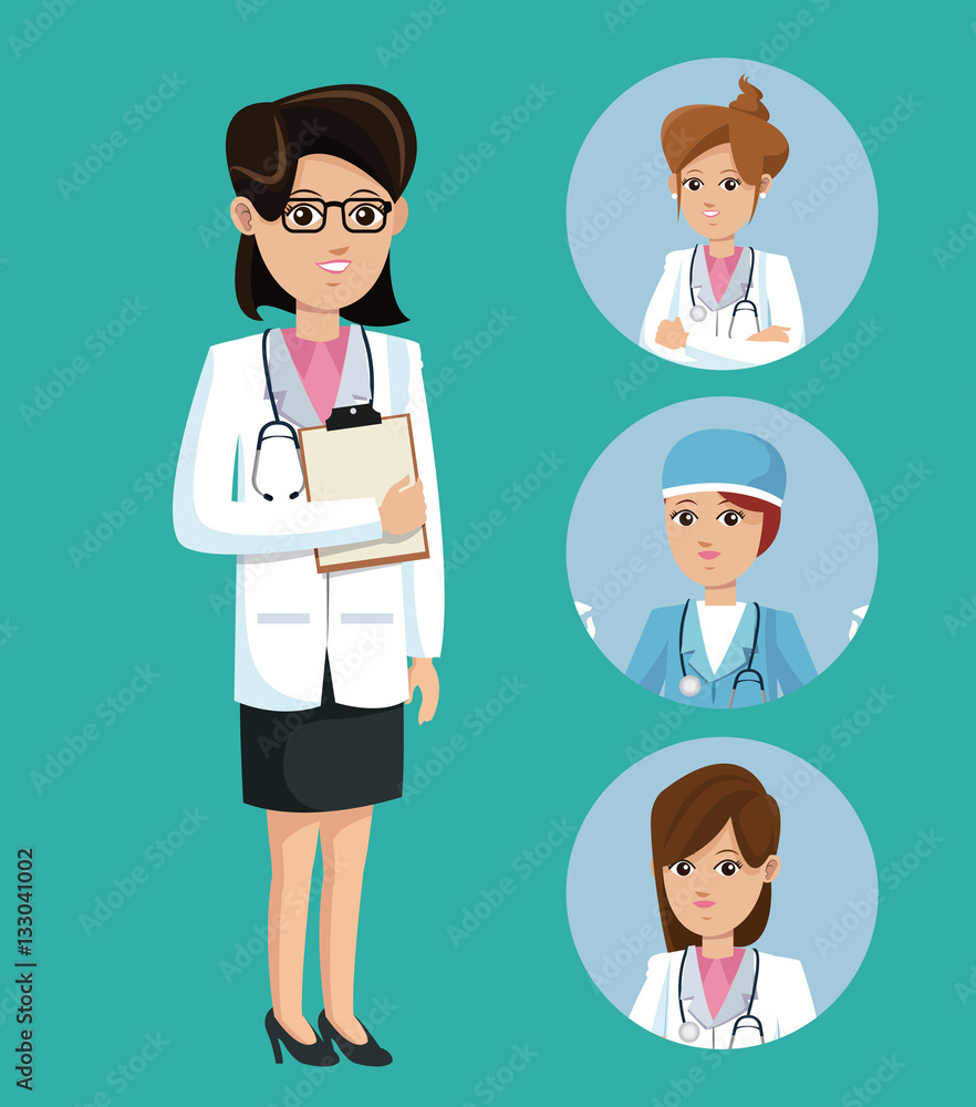 doctor woman medical clipboard stethoscope set staff vector illsutration eps 10 doctor woman medical clipboard stethoscope set staff vector illsutration eps 10