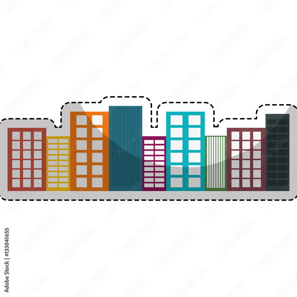 urban buildings icon over white background. colorful design. vector illustration