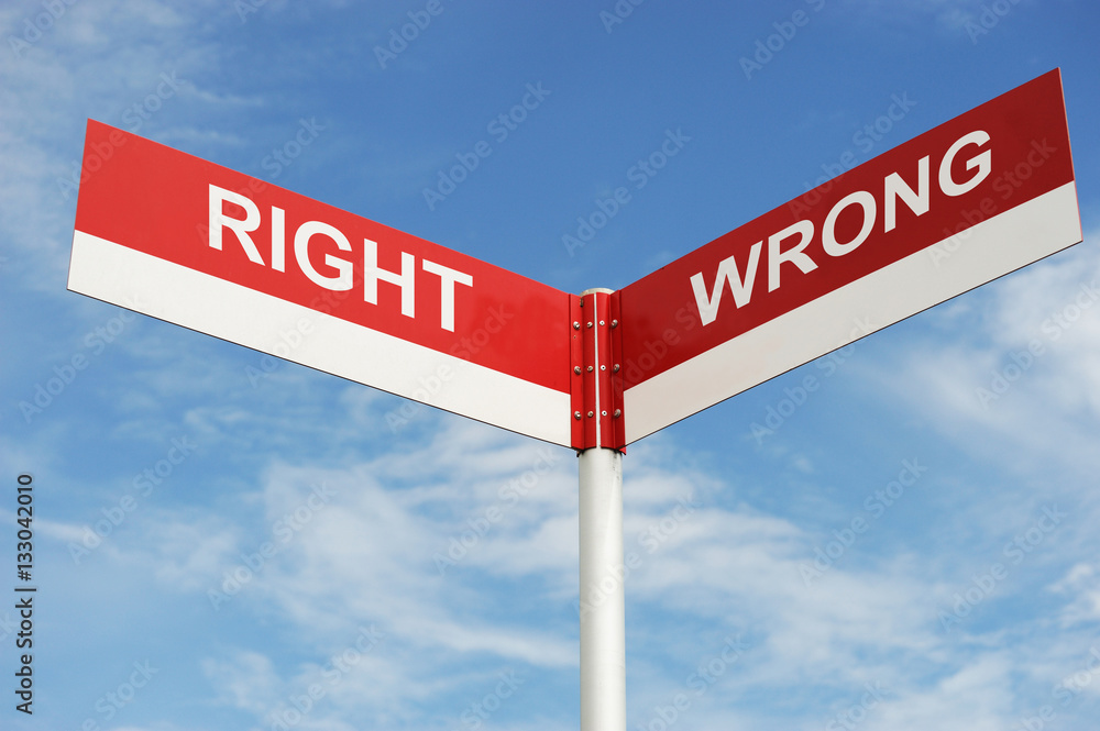 road directional sign with right and wrong direction