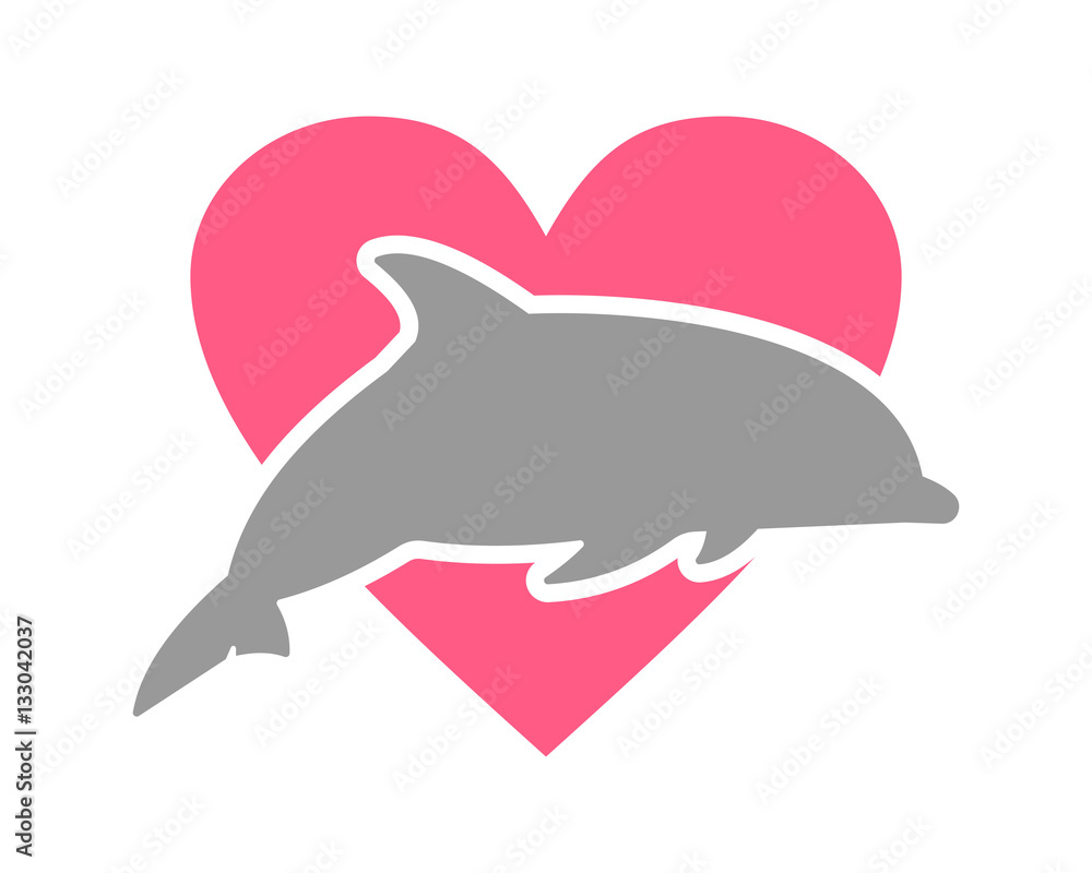 Fototapeta premium dolphin heart silhouette