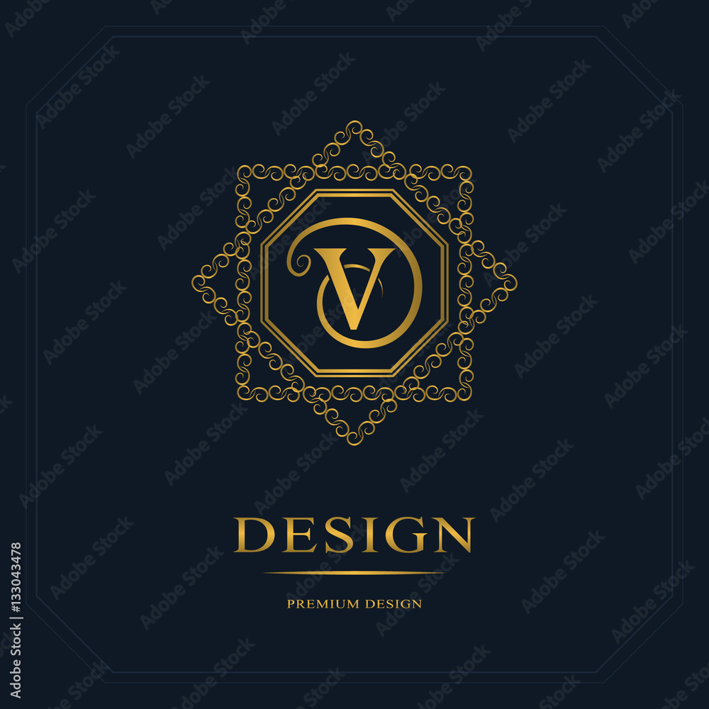 Monogram design elements, graceful template. Calligraphic elegant line art logo design. Letter emblem sign V for Royalty, business card, Boutique, Hotel, Heraldic, Jewelry. Vector illustration