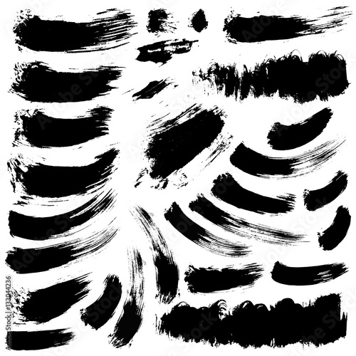 vector ink brush stains set