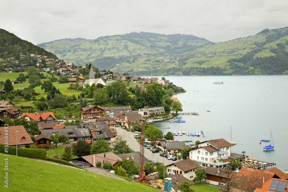 View of Faulensee village. Switzerland