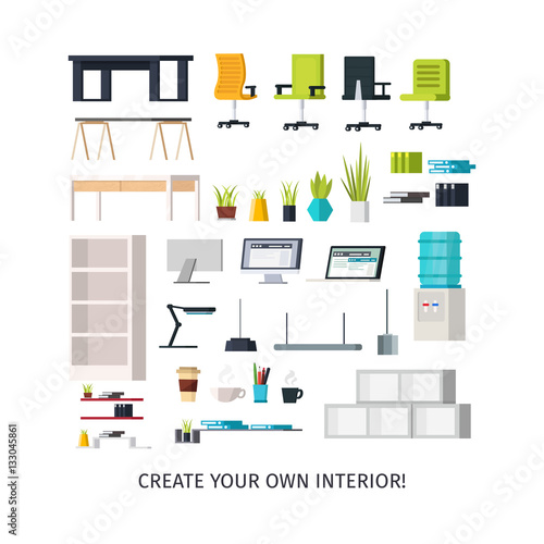 Office Interior Icons Set