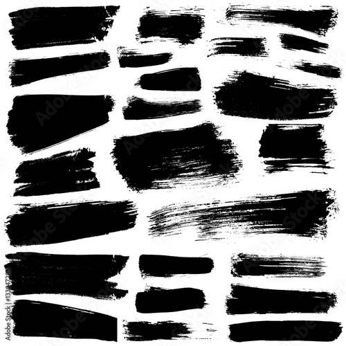 vector ink brush stains set