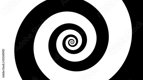 Hypnotizing black and white spiral turning. HD looping background animation. photo