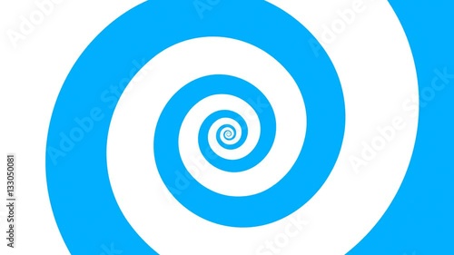 Hypnotizing blue and white spiral turning background. HD looping animation. photo