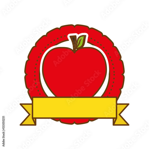 apple emblem with banner image vector illustration design 