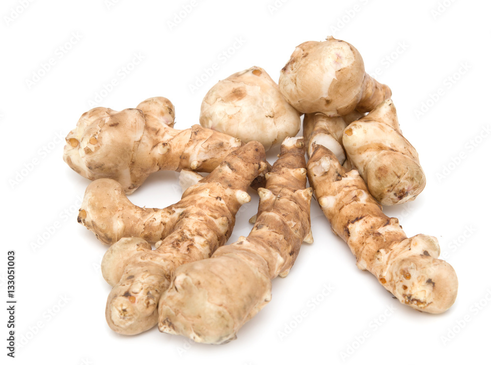 Jerusalem artichoke on a white background