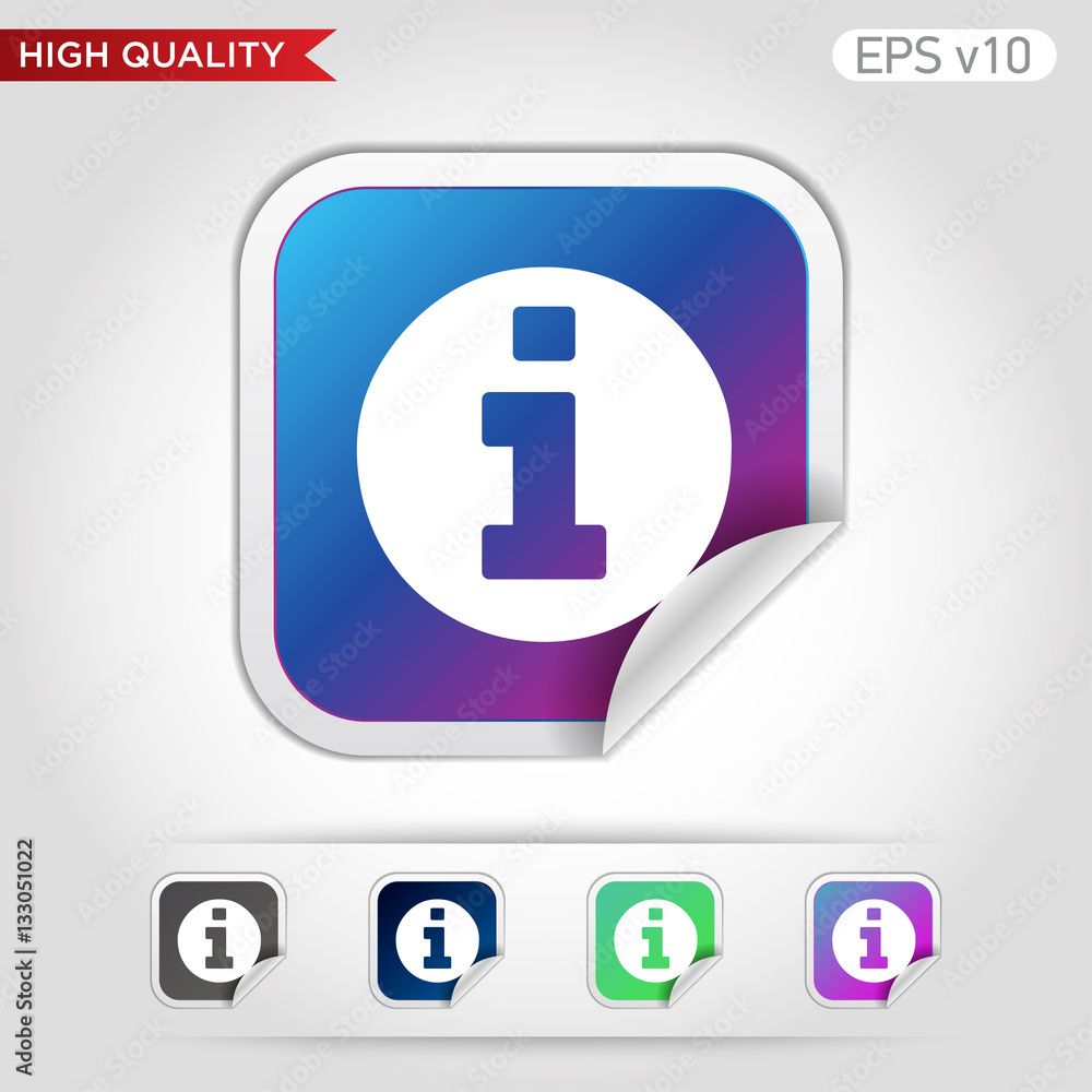 Colored icon of info symbol with background Colored icon of info symbol with background
