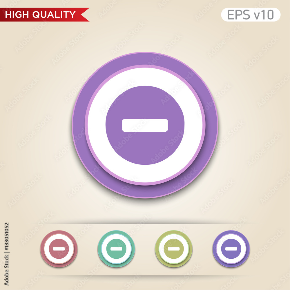 Colored icon of minus symbol with background Colored icon of minus symbol with background