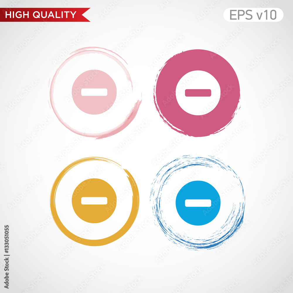 Colored icon of minus symbol with background Colored icon of minus symbol with background
