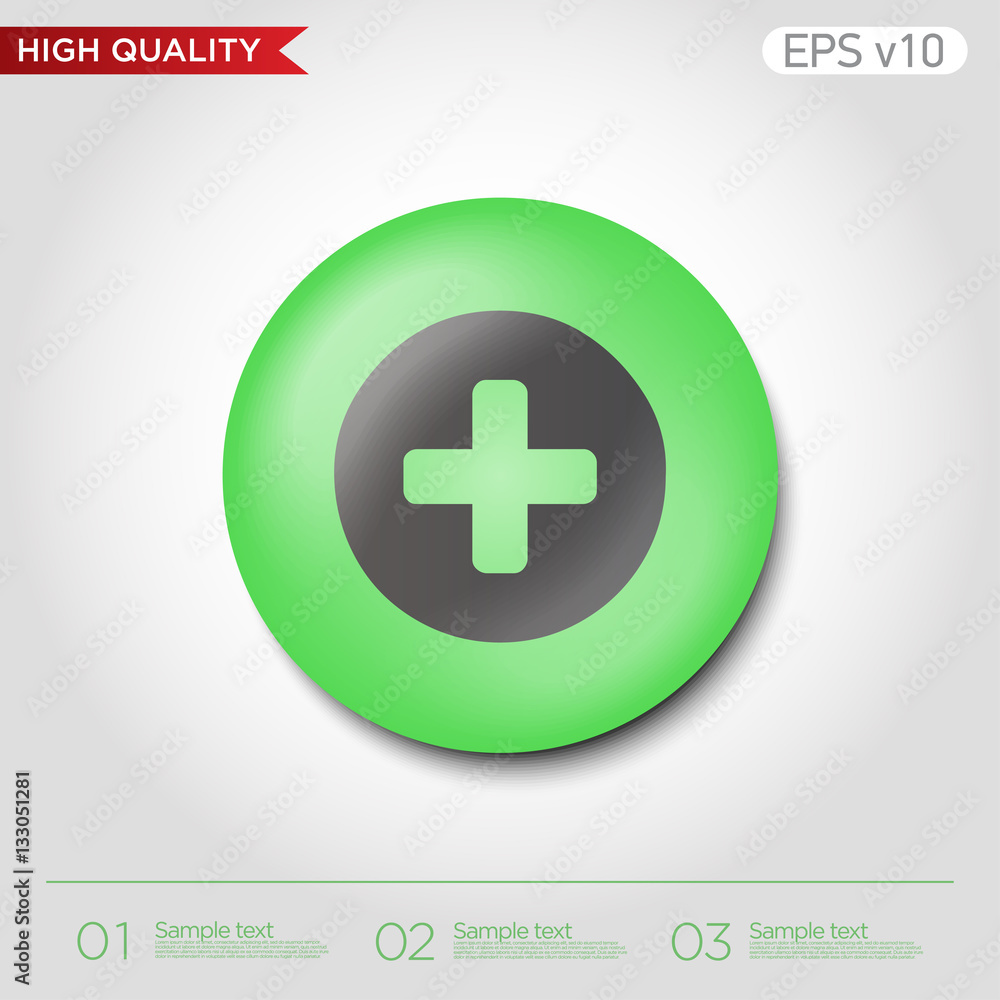 Fototapeta premium Colored icon or button of plus symbol with background
