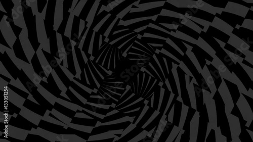 Abstract geometric dark background with endless spiral. Hypno spiral HD animation. photo