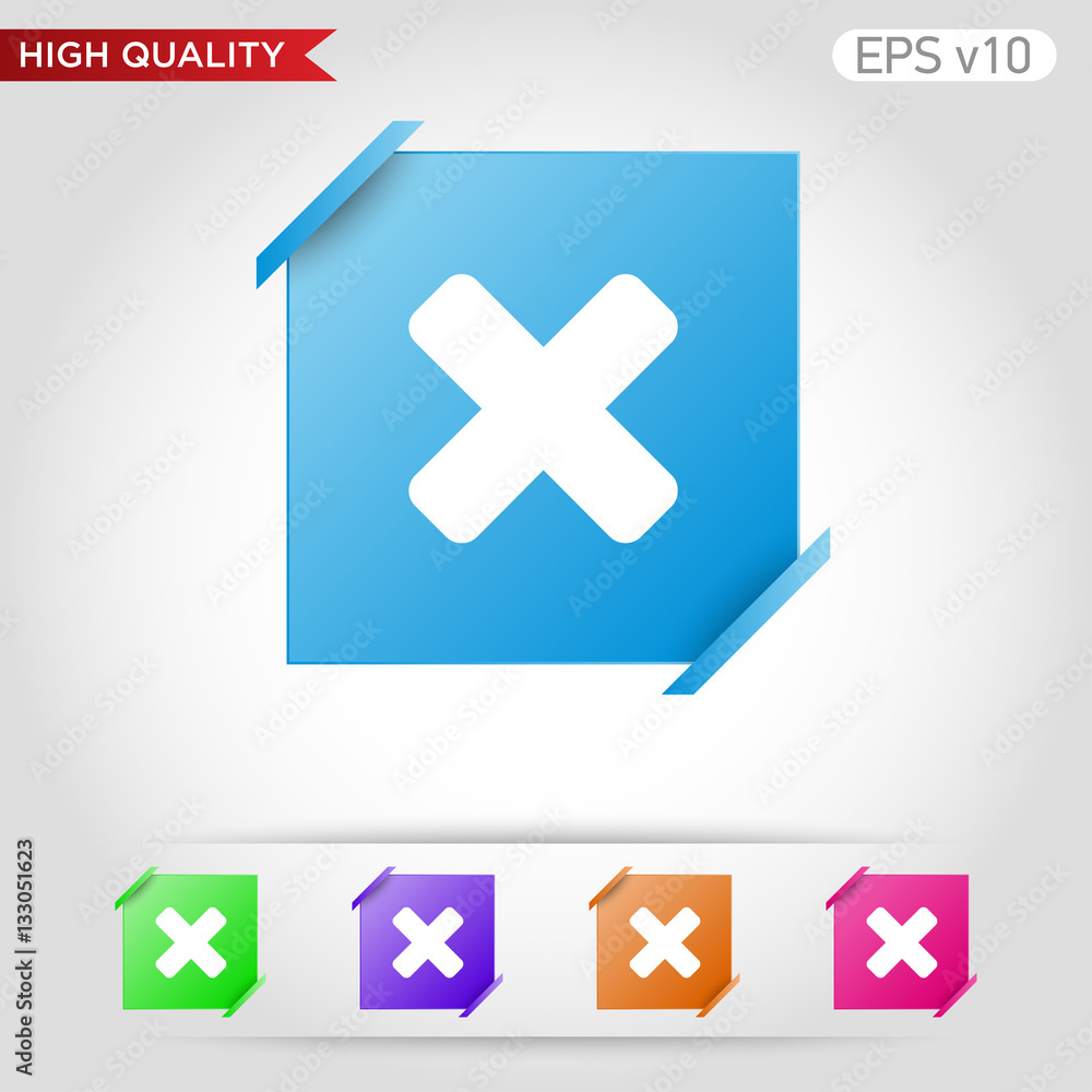Fototapeta premium Colored icon or button of cross or delete symbol with background