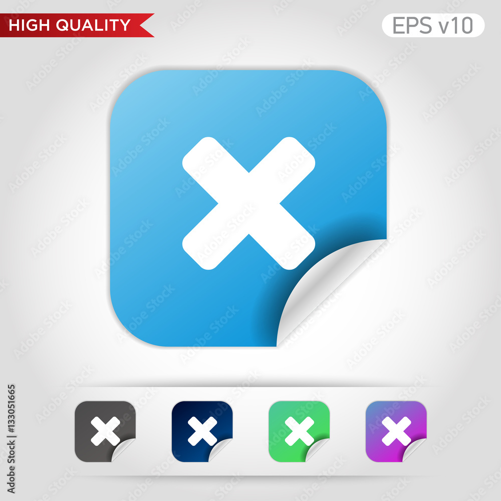 Fototapeta premium Colored icon or button of cross or delete symbol with background