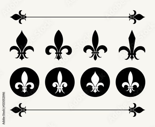 Set of fleur de lys design elements