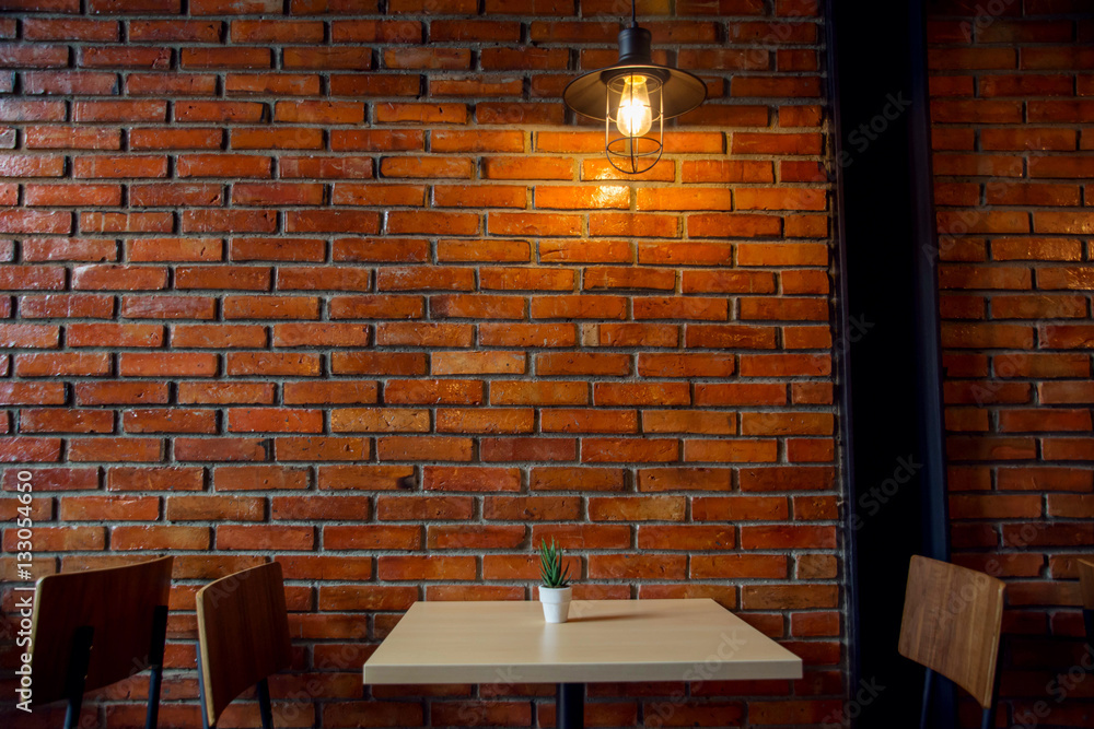 Cafe or Restaurant Decorate with Industrial loft style - obrazy, fototapety, plakaty 