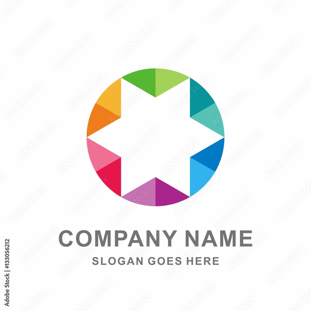 Colorful Rainbow Circular Triangle Hexagon Star Arrow Fashion Accessories Business Company Stock Vector Logo Design Template Colorful Rainbow Circular Triangle Hexagon Star Arrow Fashion Accessories Business Company Stock Vector Logo Design Template